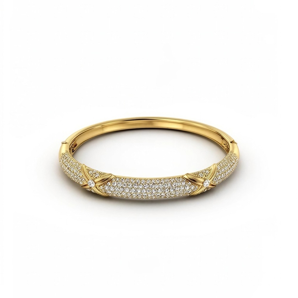Gold Pave Crystal Mesh Bracelet - Elegant Women’s Bracelet